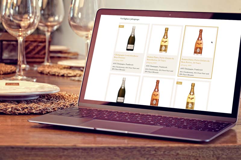 Webdesign für MMD mit Online-Shop Champagner