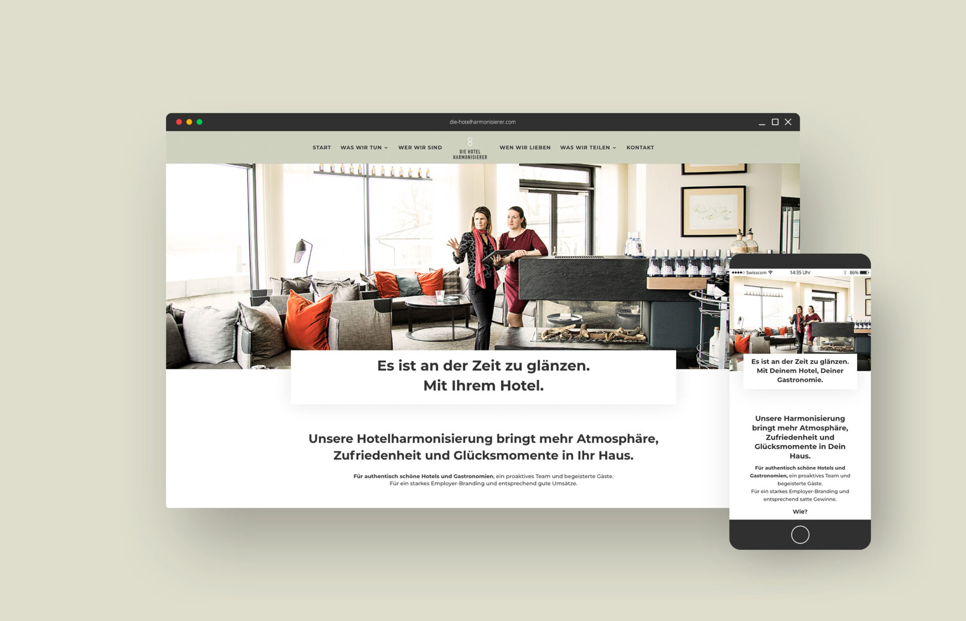 Die Hotelharmonisierer Startseite Webdesign