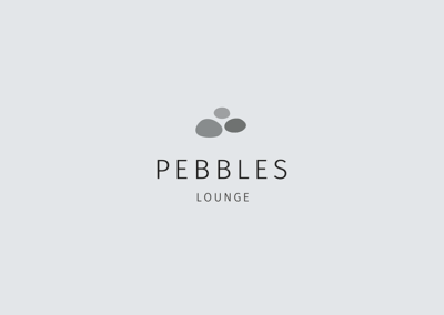 Gestaltung Logo für die Pebbles Lounge im Bau 1 der Roche in Basel mit Kieselsteinen (Pebbles)